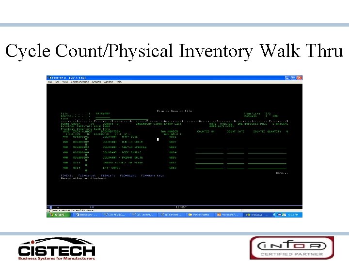 Cycle Count/Physical Inventory Walk Thru 