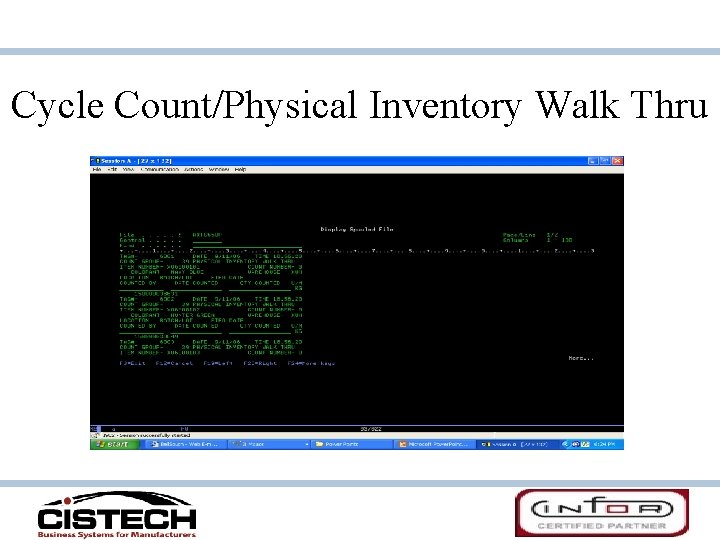 Cycle Count/Physical Inventory Walk Thru Cycle Count/Physical Inventory Walk Thru