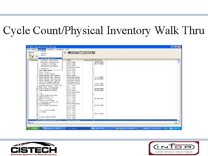 Cycle Count/Physical Inventory Walk Thru 