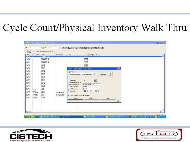 Cycle Count/Physical Inventory Walk Thru 