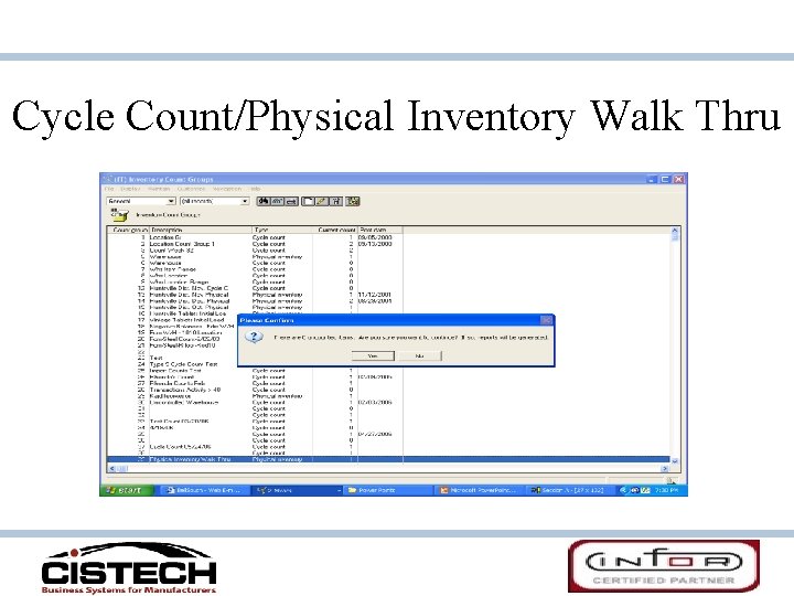 Cycle Count/Physical Inventory Walk Thru 