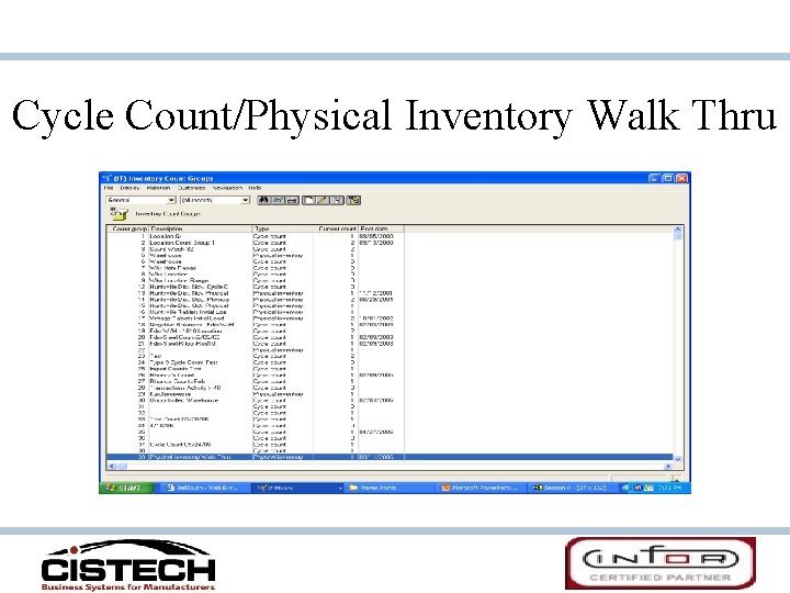Cycle Count/Physical Inventory Walk Thru 