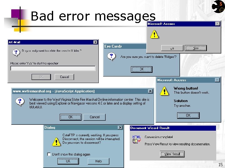 Bad error messages 15 