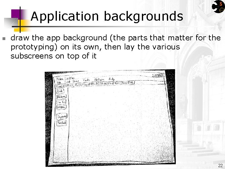 Application backgrounds n draw the app background (the parts that matter for the prototyping)