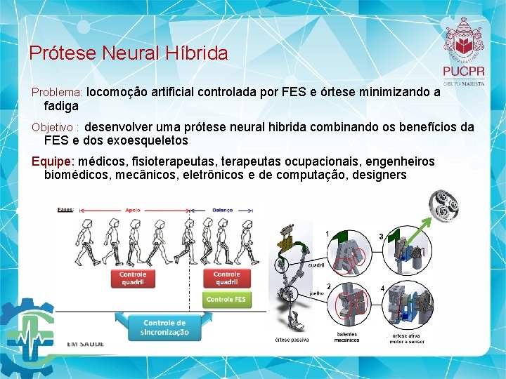 Prótese Neural Híbrida Problema: locomoção artificial controlada por FES e órtese minimizando a fadiga Prótese Neural Híbrida Problema: locomoção artificial controlada por FES e órtese minimizando a fadiga
