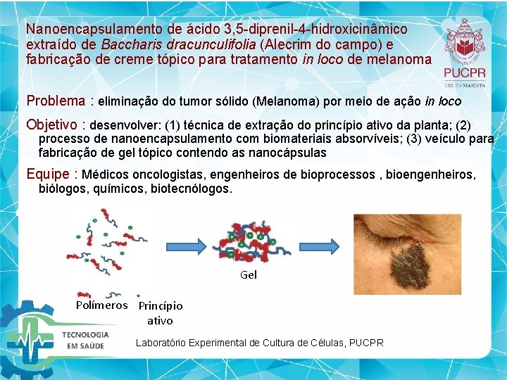 Nanoencapsulamento de ácido 3, 5 diprenil 4 hidroxicinâmico extraído de Baccharis dracunculifolia (Alecrim do Nanoencapsulamento de ácido 3, 5 diprenil 4 hidroxicinâmico extraído de Baccharis dracunculifolia (Alecrim do