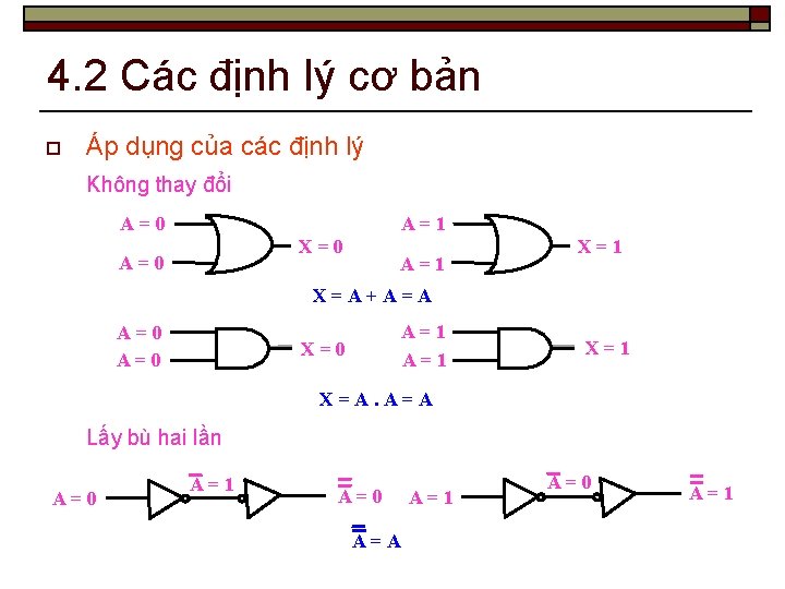 4. 2 Các định lý cơ bản o Áp dụng của các định lý