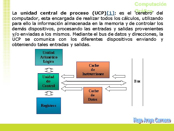 Computación Gráfica del ‘cerebro’ La unidad central de proceso (UCP)[1]: es el computador, esta