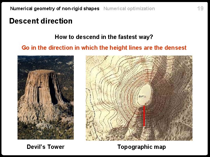 Numerical geometry of non-rigid shapes Numerical optimization Descent direction How to descend in the