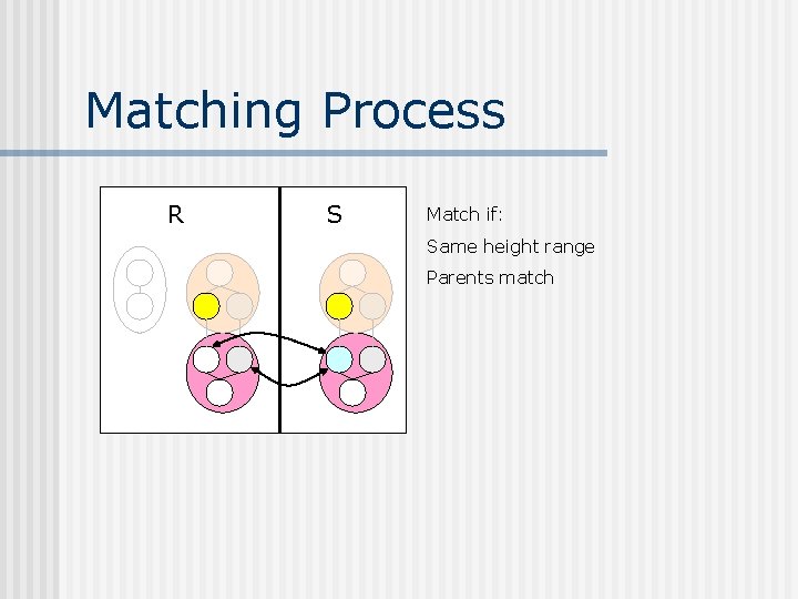 Matching Process R S Match if: Same height range Parents match 
