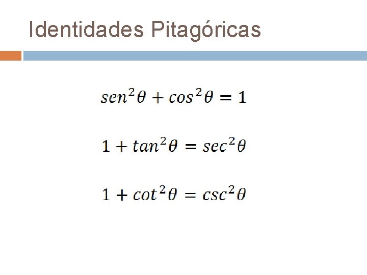 Identidades Pitagóricas 