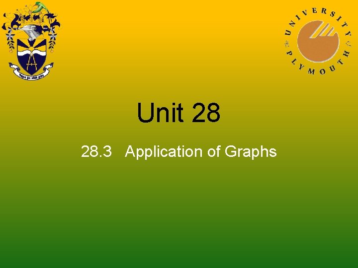 Unit 28 28. 3 Application of Graphs 