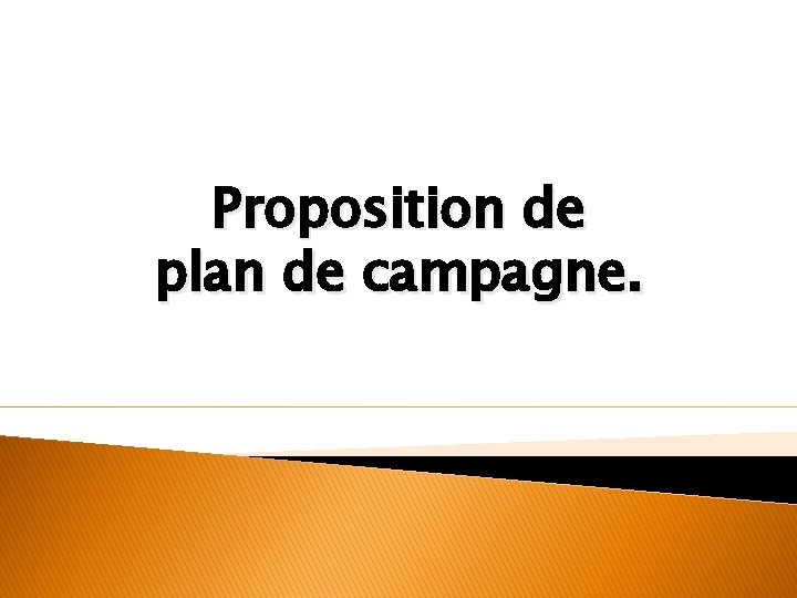 Proposition de plan de campagne. 