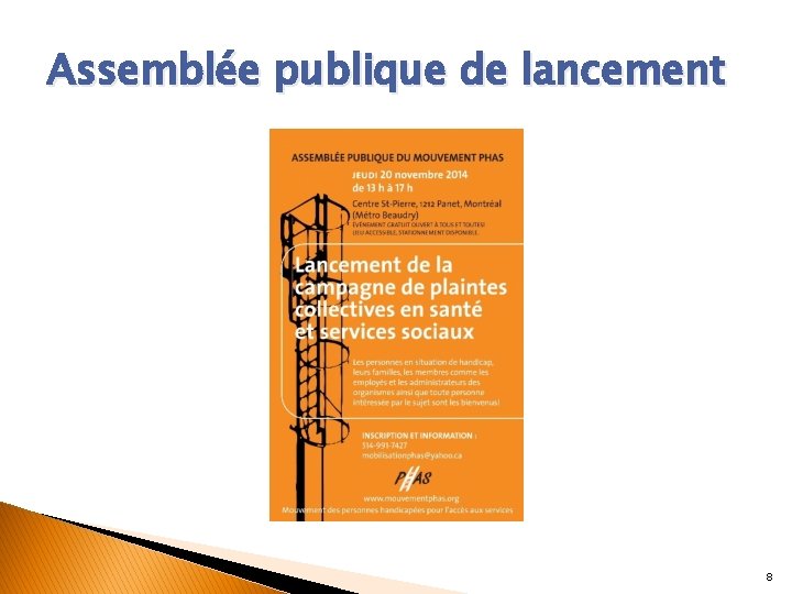 Assemblée publique de lancement 8 