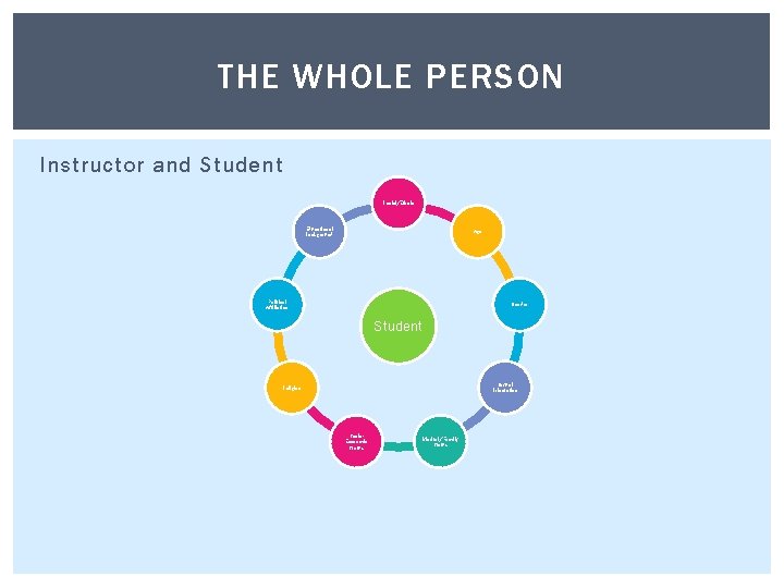 THE WHOLE PERSON Instructor and Student Racial/Ethnic Educational Background Age Political Affiliation Gender Student