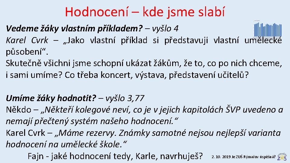 Hodnocení – kde jsme slabí Vedeme žáky vlastním příkladem? – vyšlo 4 Karel Cvrk