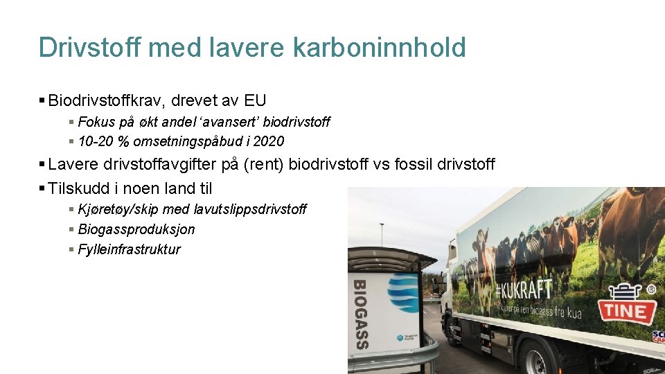 Drivstoff med lavere karboninnhold § Biodrivstoffkrav, drevet av EU § Fokus på økt andel