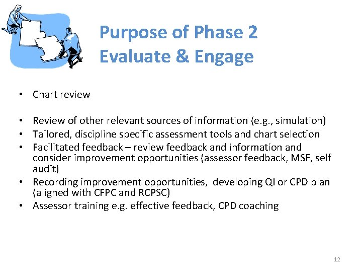 Purpose of Phase 2 Evaluate & Engage • Chart review • Review of other
