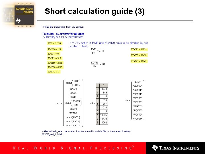 Short calculation guide (3) 