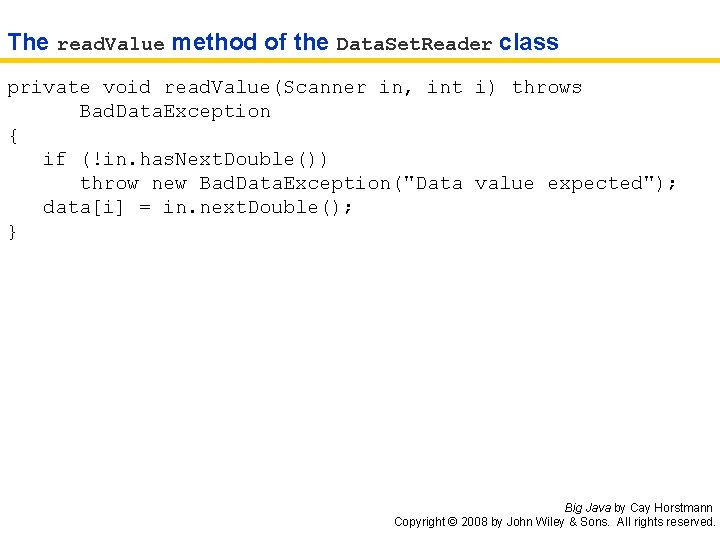 The read. Value method of the Data. Set. Reader class private void read. Value(Scanner