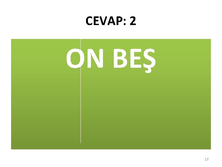 CEVAP: 2 ON BEŞ 17 