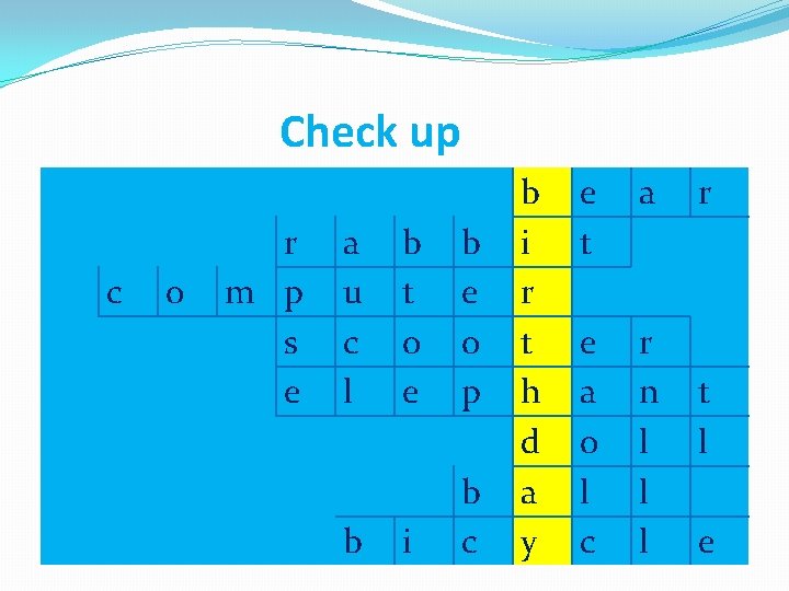 Check up c o r m p s e a u c l b