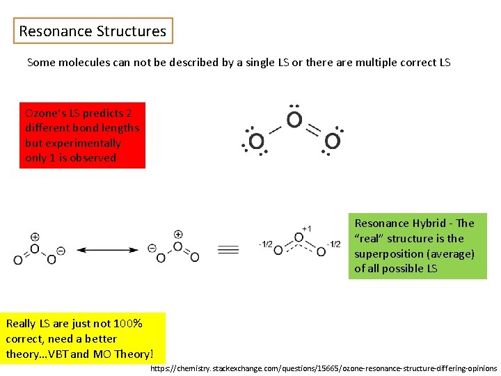 Resonance Structures Some molecules can not be described by a single LS or there