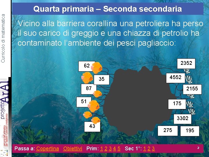 Curricolo di matematica Quarta primaria – Seconda secondaria Vicino alla barriera corallina una petroliera