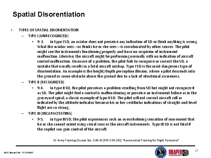 Spatial Disorentiation • TYPES OF SPATIAL DISORIENTATION – TYPE I (UNRECOGNIZED) • 9 -3.