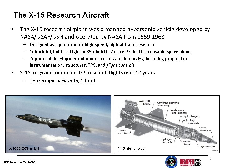 The X-15 Research Aircraft • The X-15 research airplane was a manned hypersonic vehicle