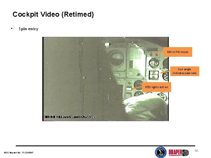 Cockpit Video (Retimed) • Spin entry ADI in PAI mode Sun angle indicates yaw