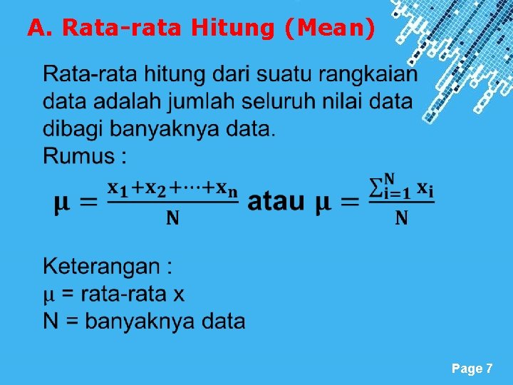 A. Rata-rata Hitung (Mean) Powerpoint Templates Page 7 