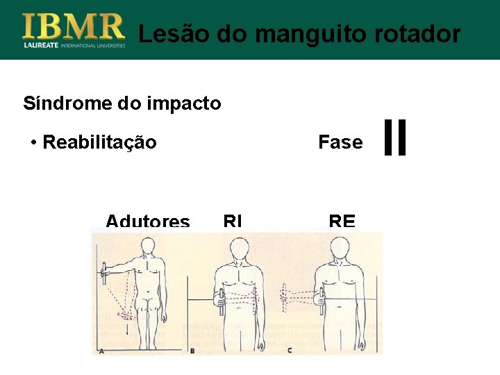 Lesão do manguito rotador Síndrome do impacto • Reabilitação Adutores Fase RI RE II
