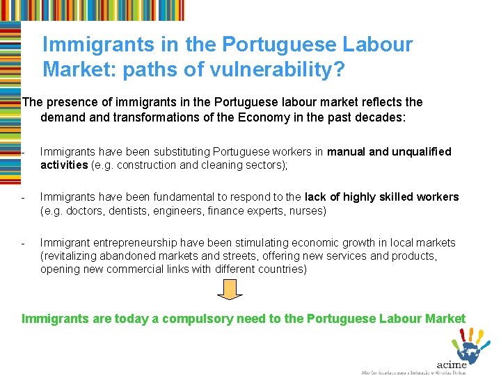 Immigrants in the Portuguese Labour Market: paths of vulnerability? The presence of immigrants in