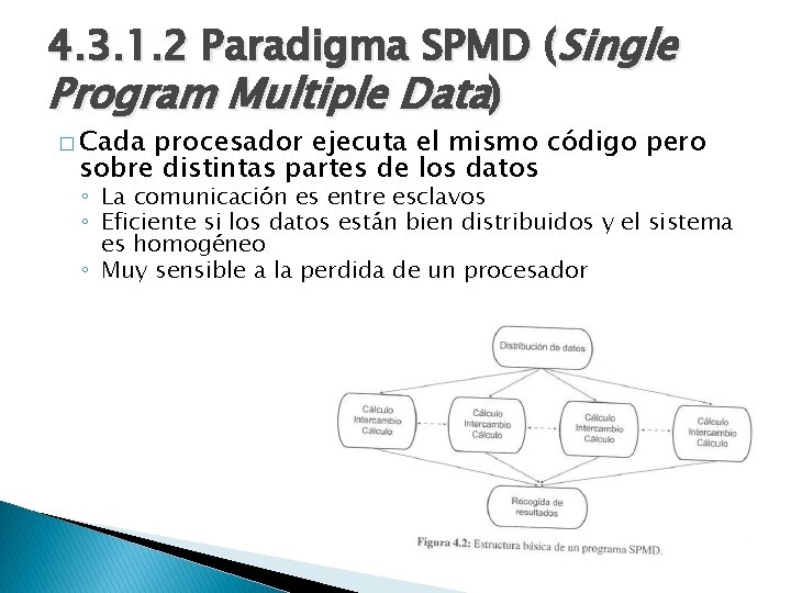 4. 3. 1. 2 Paradigma SPMD (Single Program Multiple Data) � Cada procesador ejecuta