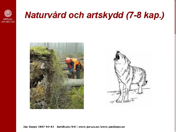 Naturvård och artskydd (7 -8 kap. ) Jan Darpö 2007 -04 -02 Juridicum/UU |
