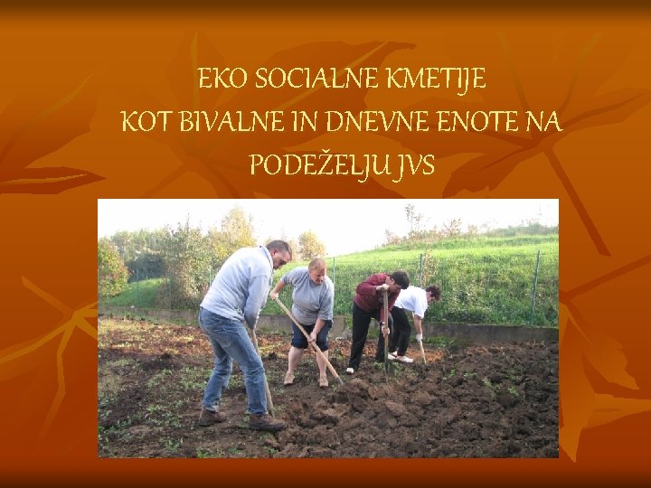 EKO SOCIALNE KMETIJE KOT BIVALNE IN DNEVNE ENOTE NA PODEŽELJU JVS 