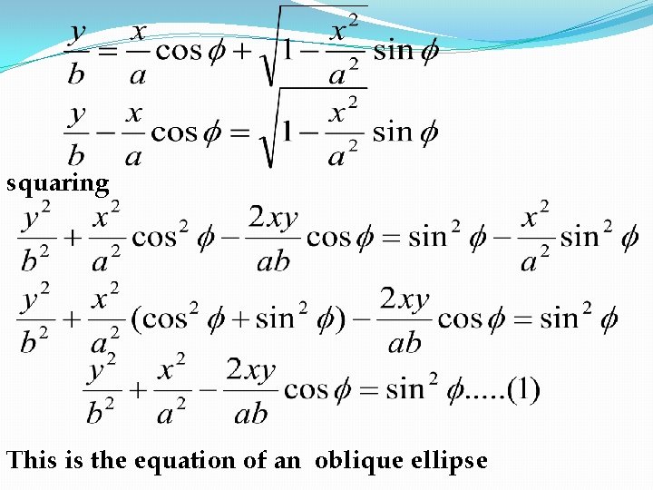 squaring This is the equation of an oblique ellipse 