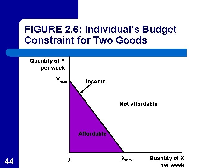 FIGURE 2. 6: Individual’s Budget Constraint for Two Goods Quantity of Y per week