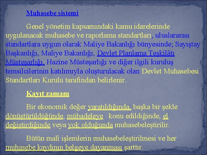 Muhasebe sistemi Genel yönetim kapsamındaki kamu idarelerinde uygulanacak muhasebe ve raporlama standartları, uluslararası standartlara