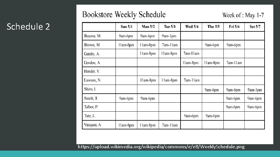 Schedule 2 https: //upload. wikimedia. org/wikipedia/commons/e/e 8/Weekly. Schedule. png 