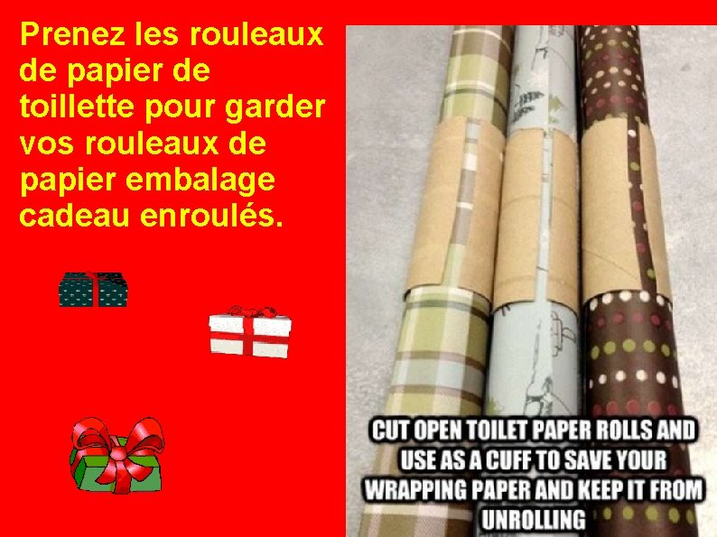 Prenez les rouleaux de papier de toillette pour garder vos rouleaux de papier embalage