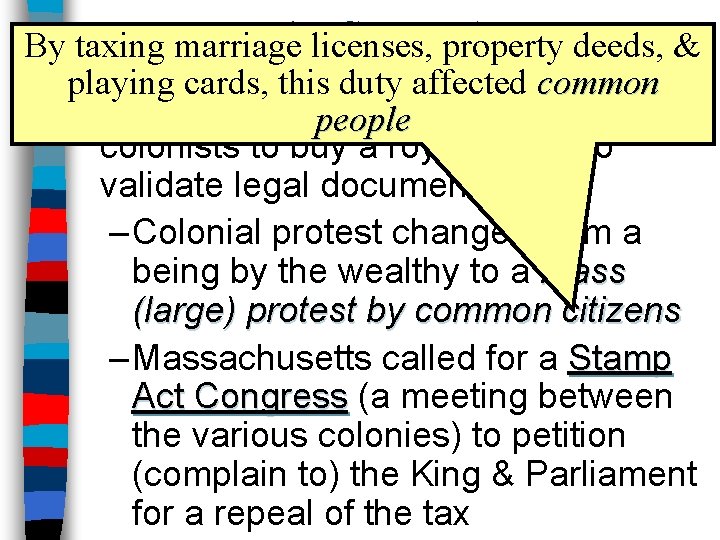 Thelicenses, Stampproperty Act deeds, & By taxing marriage playing cards, this duty affected common