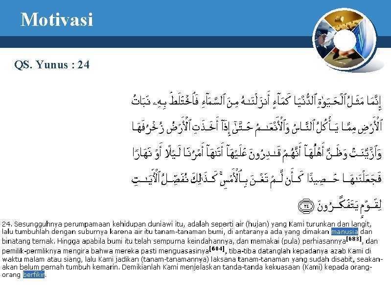 Motivasi QS. Yunus : 24 