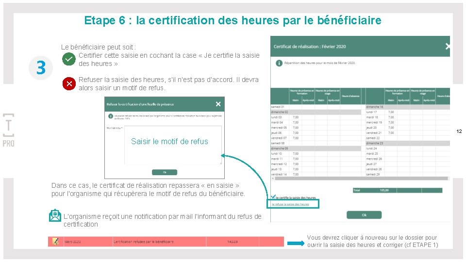 Etape 6 : la certification des heures par le bénéficiaire 3 Le bénéficiaire peut