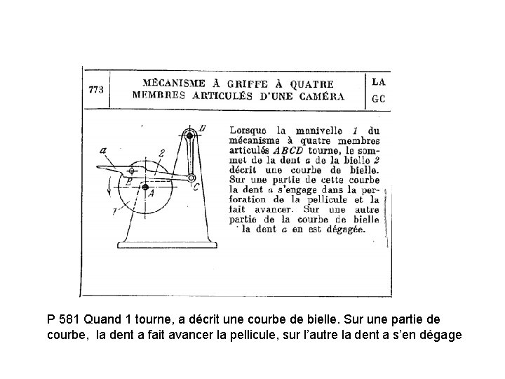 P 581 Quand 1 tourne, a décrit une courbe de bielle. Sur une partie