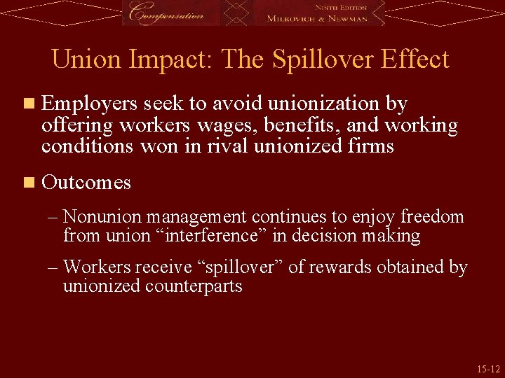 Union Impact: The Spillover Effect n Employers seek to avoid unionization by offering workers