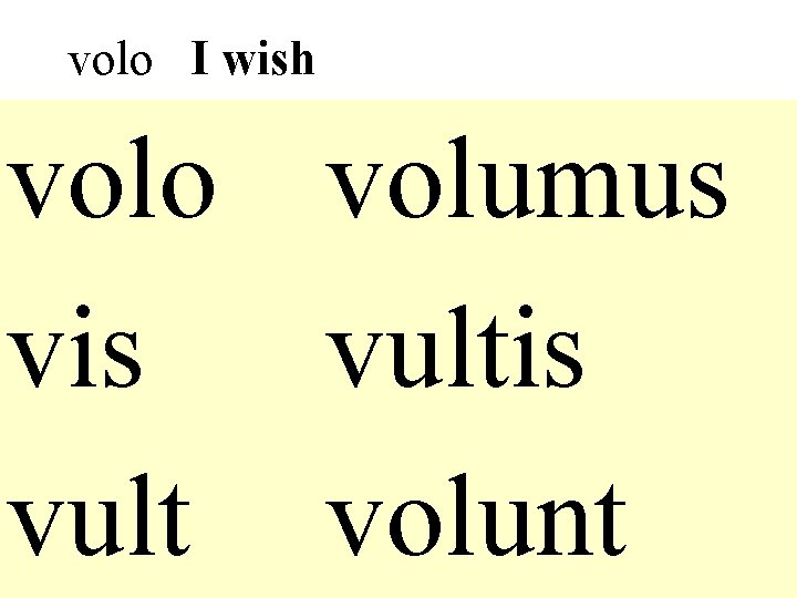 volo I wish volo volumus vis vult volunt 