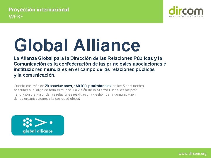 Proyección internacional WPRF Global Alliance La Alianza Global para la Dirección de las Relaciones
