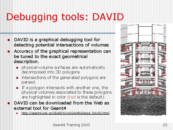 Debugging tools: DAVID n n DAVID is a graphical debugging tool for detecting potential